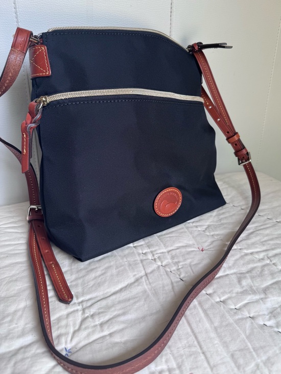 Dooney & Bourke Handbags - Dooney & Bourke Black Nylon Crossbody with Brown Leather Trim